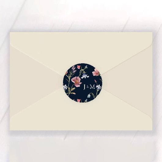 Autocollant rond classique de mariage à fleurs sau