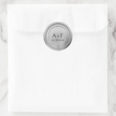 Autocollant Rond Classique de Mariage à Monogramme (Sac)