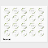 Autocollant Rond Classique de Mariage aux Hydrange (Feuille)
