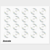 Autocollant Rond Classique de Mariage Botanique Bl (Feuille)