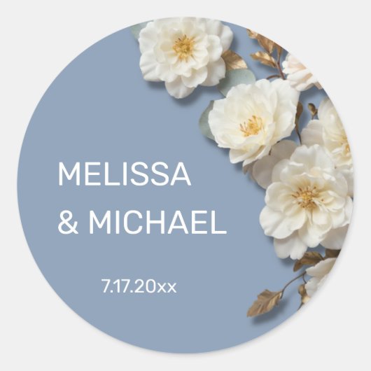 Autocollant rond classique de mariage de roses 3D (Devant)