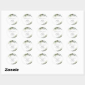 Autocollant Rond Classique de Mariage Eucalyptus (Feuille)
