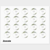 Autocollant Rond Classique de Mariage Eucalyptus (Feuille)
