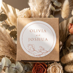Autocollant rond classique de mariage floral en te