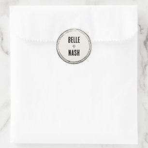 Autocollant Rond Classique de Mariage Rustique Boh