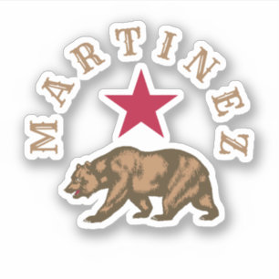 Autocollant rond classique de Martinez, Californie