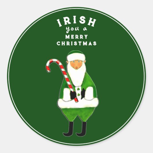 Autocollant rond classique de Noël irlandais (Devant)