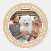 Autocollant Rond Classique de Photo d'Adresse de R (Devant)