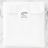 Autocollant rond classique définition Nom personna (Sac)