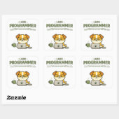 Autocollant Rond Classique Drôle 'Je Suis Programm (Feuille)