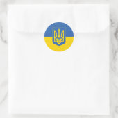 Autocollant rond classique du drapeau ukrainien (Sac)