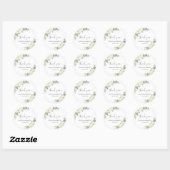 Autocollant Rond Classique Élégant Fleurs Blanches (Feuille)