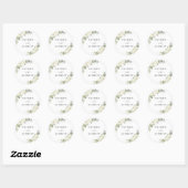 Autocollant Rond Classique Élégant Fleurs Blanches (Feuille)