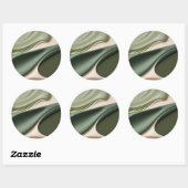 Autocollant rond classique en graphisme élégant (Feuille)