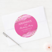 Autocollant Rond Classique en Marbre d'Agate Rose (Enveloppe)