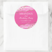 Autocollant Rond Classique en Marbre d'Agate Rose (Sac)