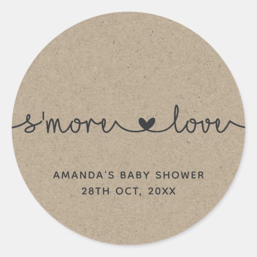 Autocollant rond classique Faux Kraft S'more Love (Devant)