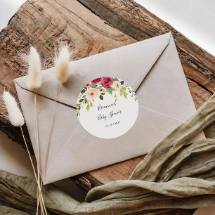 Autocollant Rond Classique Faveur de Baby Shower a