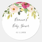 Autocollant rond classique Faveur de Baby Shower d (Devant)
