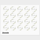 Autocollant Rond Classique Fleurs Blanches pour Ma (Feuille)