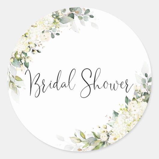 Autocollant Rond Classique Fleurs Blanches pour Ma (Devant)