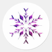 Autocollant rond classique flocon de neige de Noël (Devant)