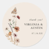 Autocollant rond classique floral boho (Devant)