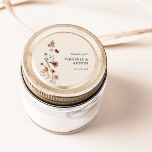 Autocollant rond classique floral boho