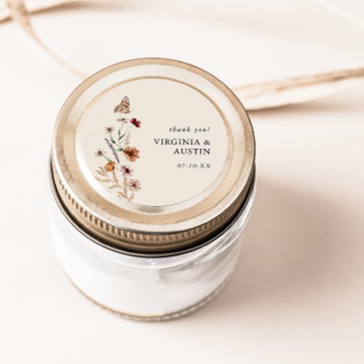 Autocollant rond classique floral boho