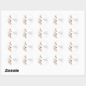 Autocollant rond classique floral Boho blanc (Feuille)