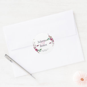 Autocollant rond classique floral rose lâche