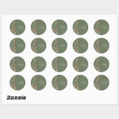 Autocollant rond classique floral vert (Feuille)