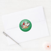 Autocollant rond classique Flying Pig Noël (Enveloppe)