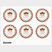 Autocollant rond classique fraise personnalisé (Feuille)