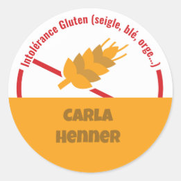 Autocollant rond classique Gluten Intolérance