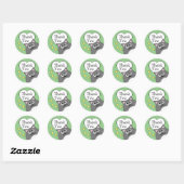Autocollant rond classique gris chat merci (Feuille)
