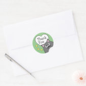Autocollant rond classique gris chat merci (Enveloppe)