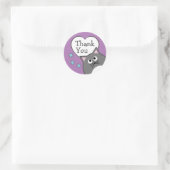 Autocollant rond classique gris chat merci (Sac)
