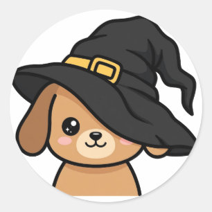 Autocollant rond classique Halloween Chapeau de so