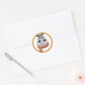 Autocollant rond classique Hippo Noël (Enveloppe)