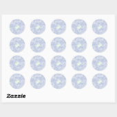Autocollant Rond Classique Hortensias Bleu Clair (Feuille)