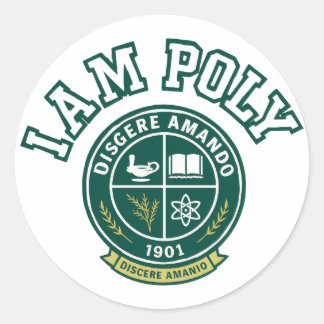 Autocollant rond classique I AM POLY
