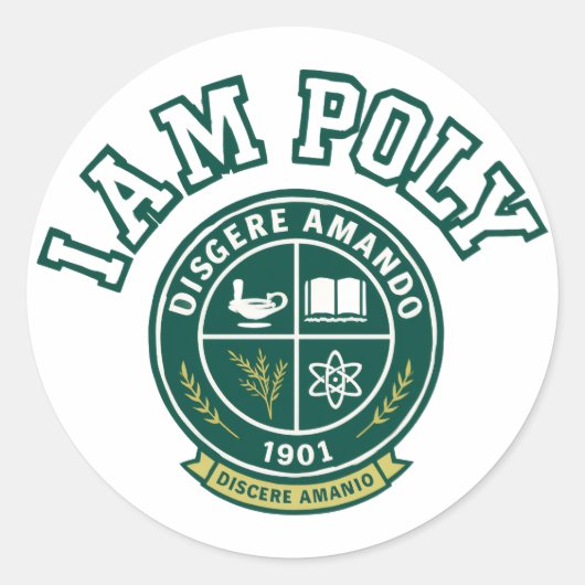 Autocollant rond classique I AM POLY (Devant)