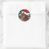 Autocollant rond classique Joyeuses Pawlidays (Sac)