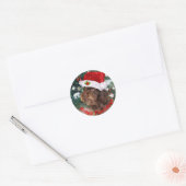 Autocollant rond classique Joyeuses Pawlidays (Enveloppe)