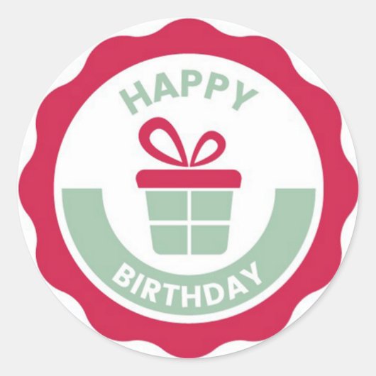 Autocollant Rond Classique Joyeux Anniversaire (Devant)