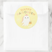 Autocollant rond classique Joyeux Halloween (Sac)