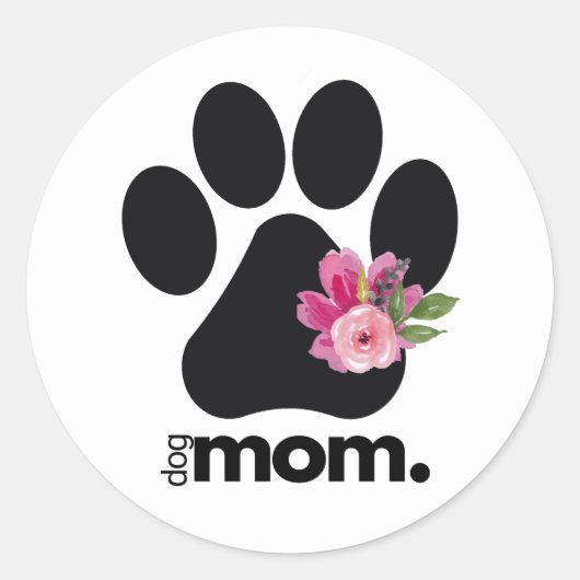 Autocollant Rond Classique Maman de Chien (Devant)
