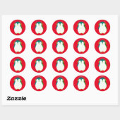 Autocollant rond classique MANCHOT EN ROUGE (Feuille)