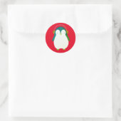 Autocollant rond classique MANCHOT EN ROUGE (Sac)